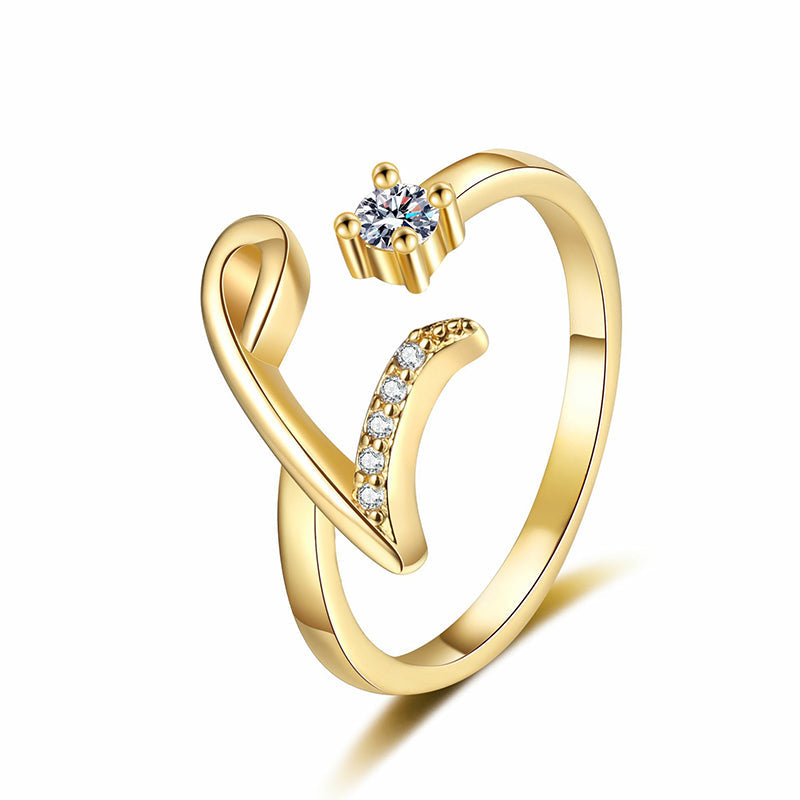 ⏰ 50 % RABATT – Nur für kurze Zeit 💍 Damen Ring mit Buchstaben ✨ Funkelnde Zirkonia-Verzierung, Verstellbare Größe & Elegantes Design