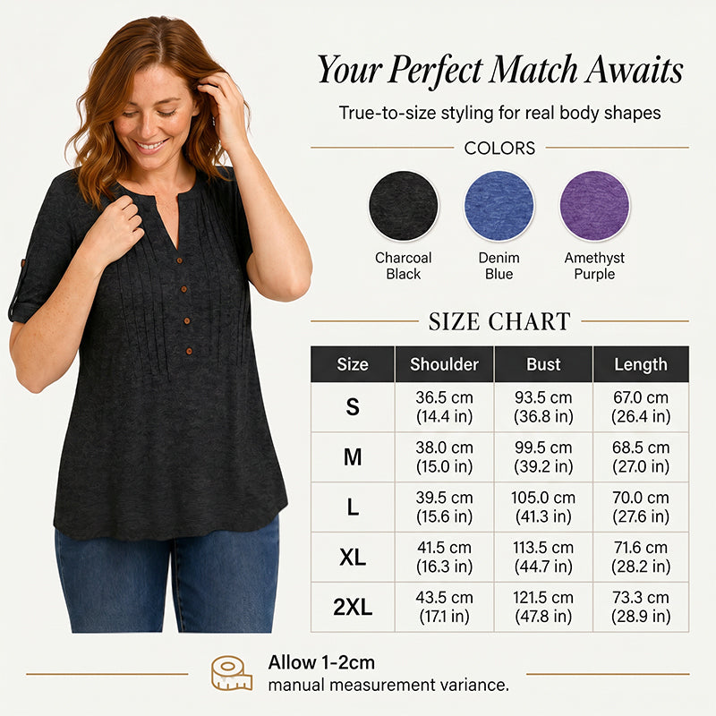 🔥 50% RABATT! 👚 Damen Bluse mit V-Ausschnitt ✨ Elegante Plisseefalten & Feminine Passform für Alltag und Büro
