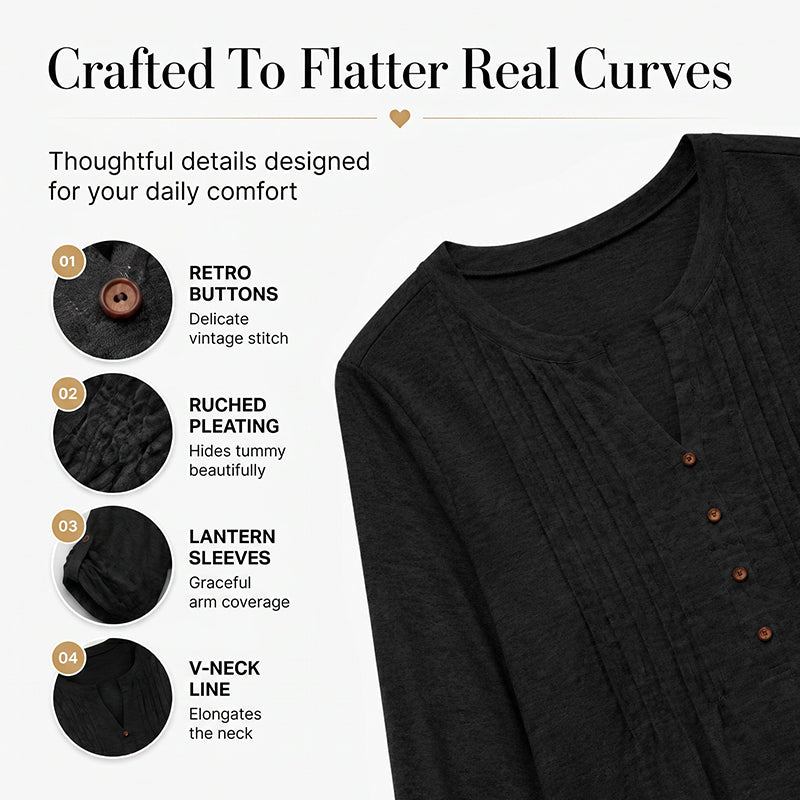 🔥 50% RABATT! 👚 Damen Bluse mit V-Ausschnitt ✨ Elegante Plisseefalten & Feminine Passform für Alltag und Büro