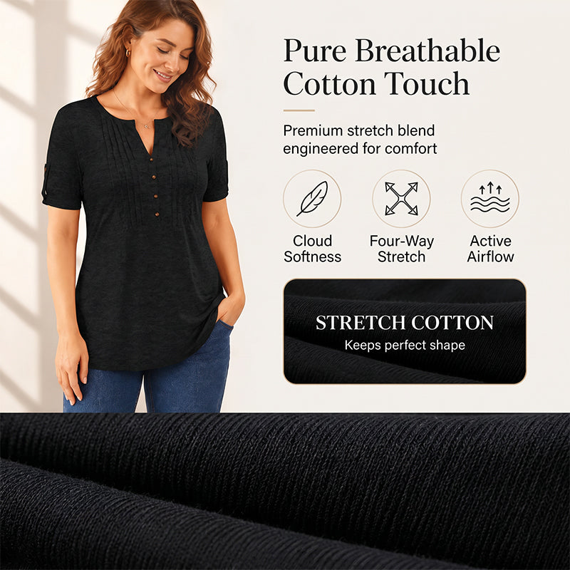 🔥 50% RABATT! 👚 Damen Bluse mit V-Ausschnitt ✨ Elegante Plisseefalten & Feminine Passform für Alltag und Büro