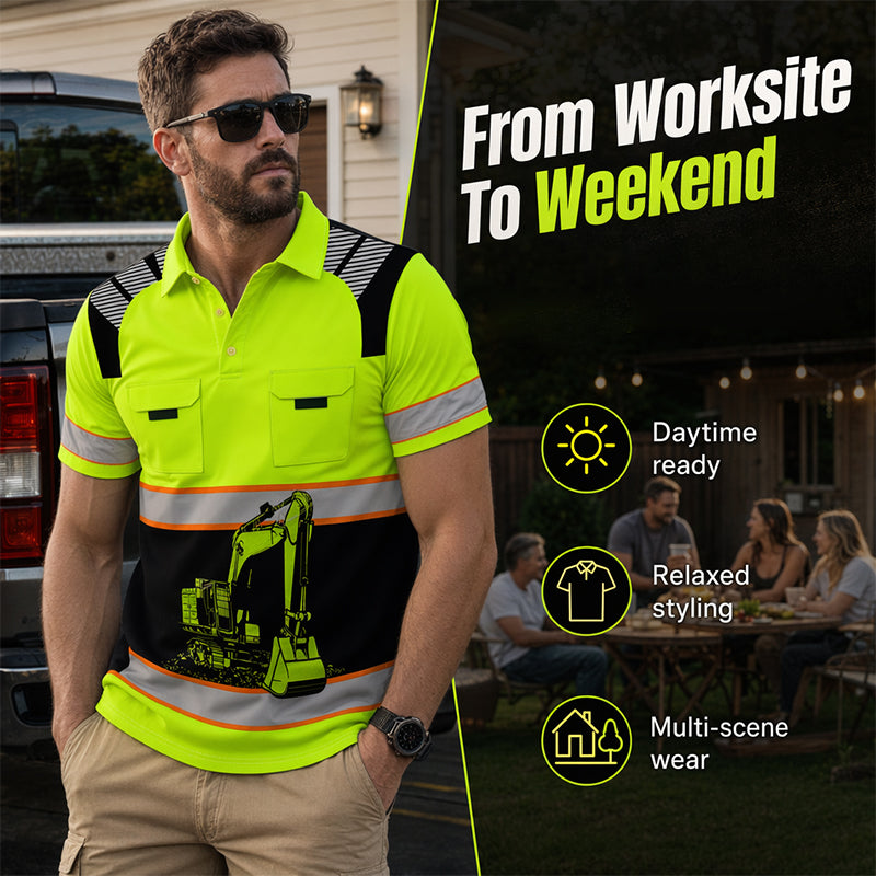 🚜 Herren Bagger-Grafik T-Shirt – Lässig & Robust ☀️
