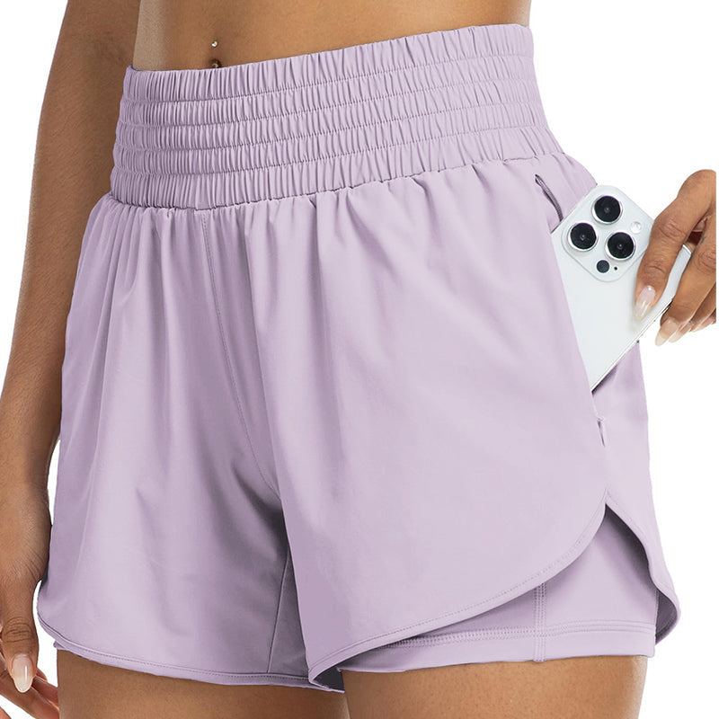Damen Doppellagige Yoga-Shorts 🏃‍♀️ Zwei Lagen, Totales Selbstvertrauen – Bewegen Sie sich frei, bleiben Sie bedeckt ✨