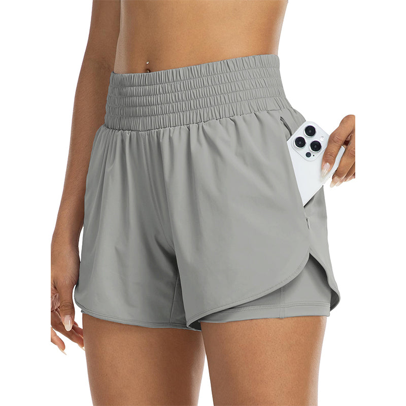 Damen Doppellagige Yoga-Shorts 🏃‍♀️ Zwei Lagen, Totales Selbstvertrauen – Bewegen Sie sich frei, bleiben Sie bedeckt ✨