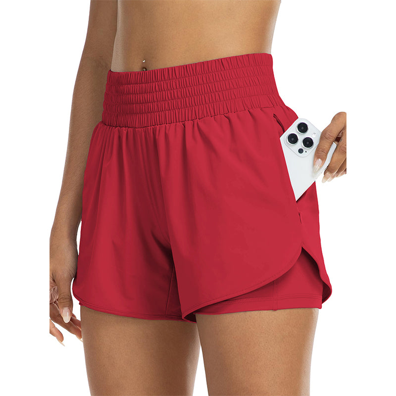 Damen Doppellagige Yoga-Shorts 🏃‍♀️ Zwei Lagen, Totales Selbstvertrauen – Bewegen Sie sich frei, bleiben Sie bedeckt ✨