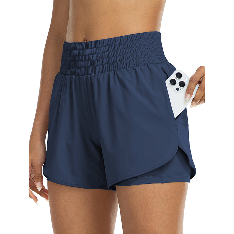 Damen Doppellagige Yoga-Shorts 🏃‍♀️ Zwei Lagen, Totales Selbstvertrauen – Bewegen Sie sich frei, bleiben Sie bedeckt ✨