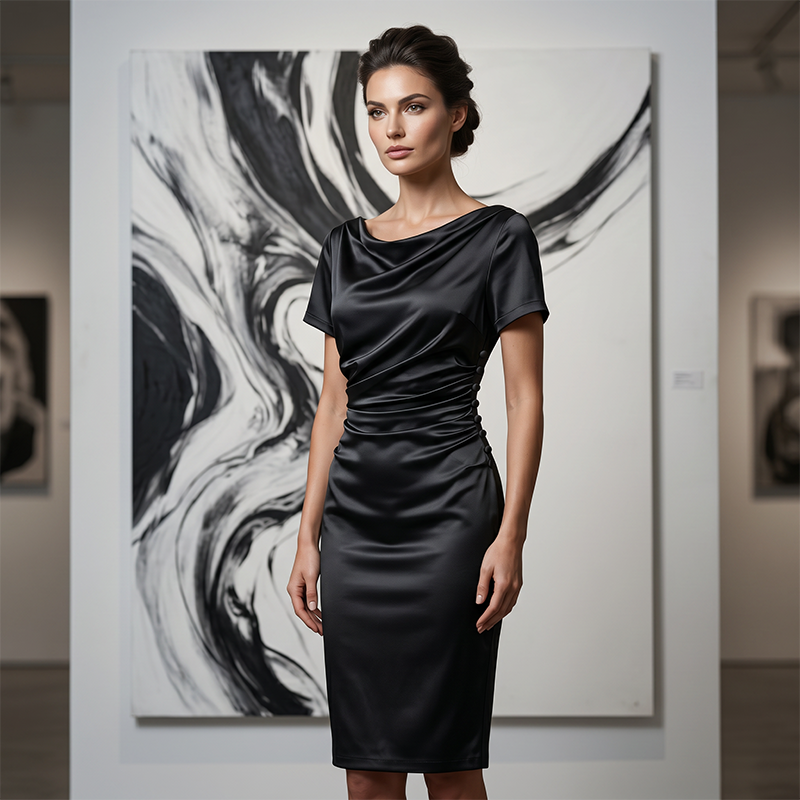 🔥 50% RABATT! 💎 Elegantes Damen Bodycon-Kleid aus Satin ✨ Gerafftes Design & Perfekt für Partys, Hochzeiten und Besondere Anlässe