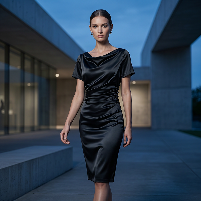 🔥 50% RABATT! 💎 Elegantes Damen Bodycon-Kleid aus Satin ✨ Gerafftes Design & Perfekt für Partys, Hochzeiten und Besondere Anlässe