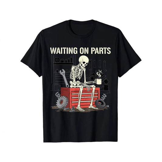 🔥 50% RABATT! 💀 Herren T-Shirt mit Skelett-Motiv ✨ Lustiger Auto-Mechaniker Print für Werkstatt und Freizeit