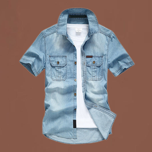 🛍️ 50 % Rabatt – 2026 Denim-Hemd für Herren – kurzärmelig, lässiger Schnitt, vielseitig für Alltag & Freizeit 🌿