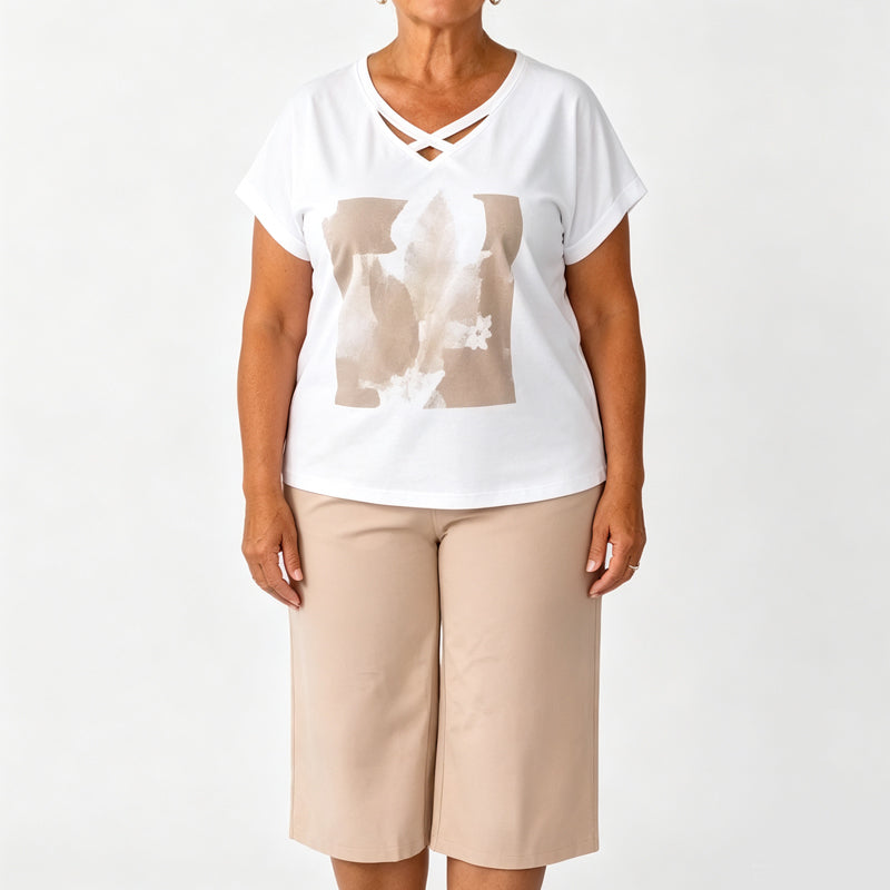 ⚡ 50 % Rabatt sichern – lässiges 2-teiliges Set mit V-Ausschnitt-Shirt & Cropped-Hose – bequem, atmungsaktiv & vielseitig ✨