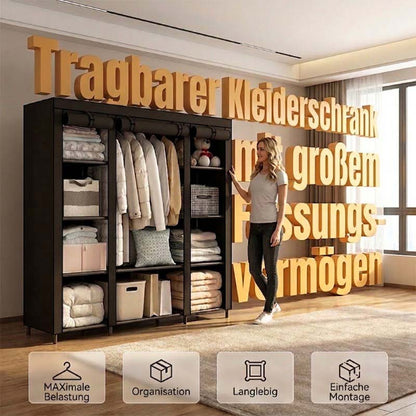 👕 50% RABATT! 🏠 Tragbarer Stoffschrank mit Stahlrohrgestell – einfache Montage & platzsparend für Schlafzimmer & Mietwohnung