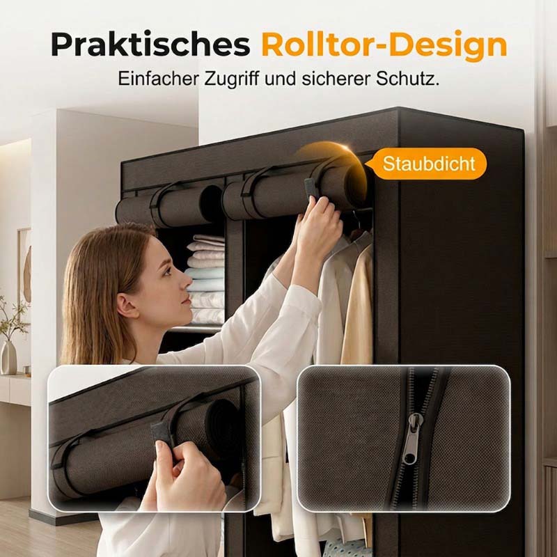 👕 50% RABATT! 🏠 Tragbarer Stoffschrank mit Stahlrohrgestell – einfache Montage & platzsparend für Schlafzimmer & Mietwohnung