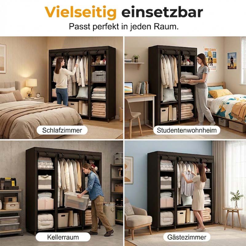 👕 50% RABATT! 🏠 Tragbarer Stoffschrank mit Stahlrohrgestell – einfache Montage & platzsparend für Schlafzimmer & Mietwohnung