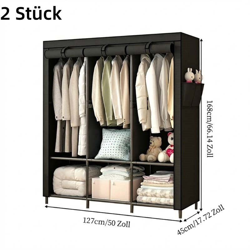 👕 50% RABATT! 🏠 Tragbarer Stoffschrank mit Stahlrohrgestell – einfache Montage & platzsparend für Schlafzimmer & Mietwohnung