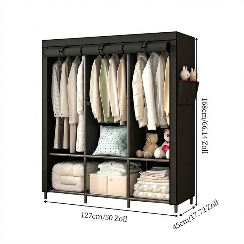 👕 50% RABATT! 🏠 Tragbarer Stoffschrank mit Stahlrohrgestell – einfache Montage & platzsparend für Schlafzimmer & Mietwohnung