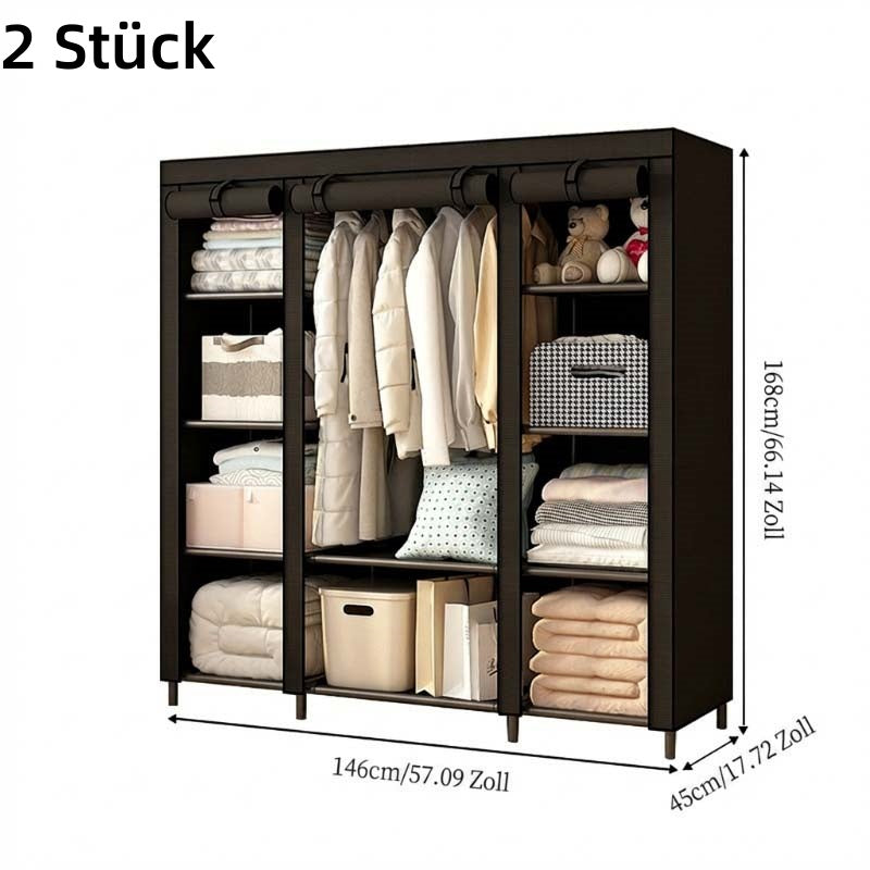 👕 50% RABATT! 🏠 Tragbarer Stoffschrank mit Stahlrohrgestell – einfache Montage & platzsparend für Schlafzimmer & Mietwohnung