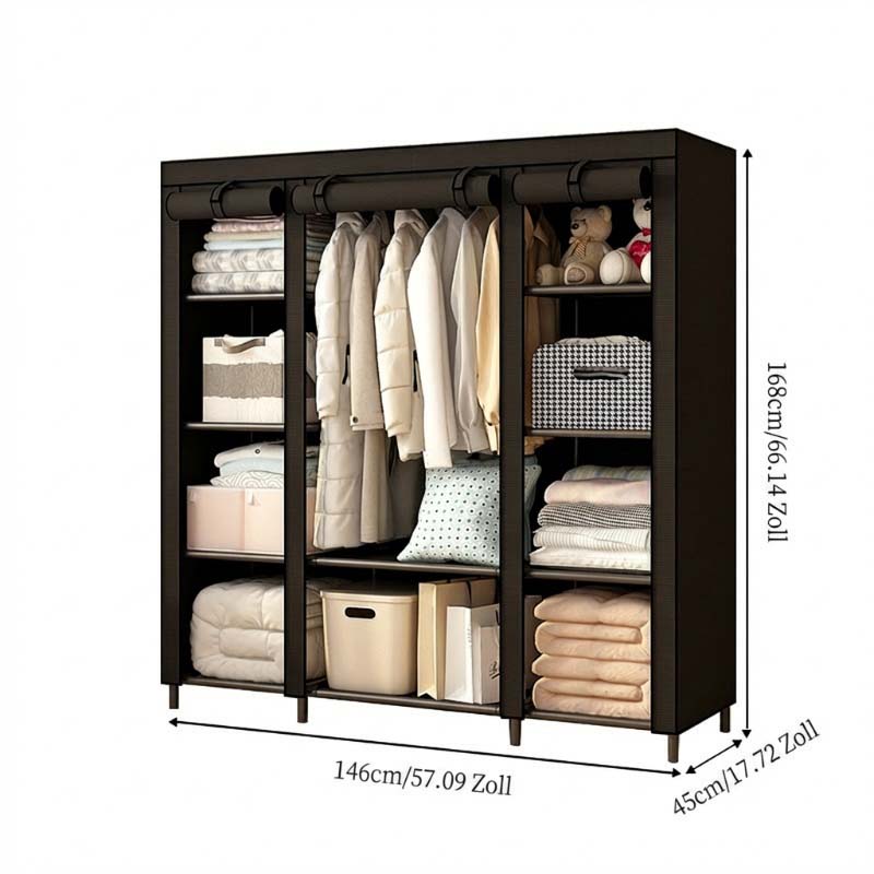 👕 50% RABATT! 🏠 Tragbarer Stoffschrank mit Stahlrohrgestell – einfache Montage & platzsparend für Schlafzimmer & Mietwohnung