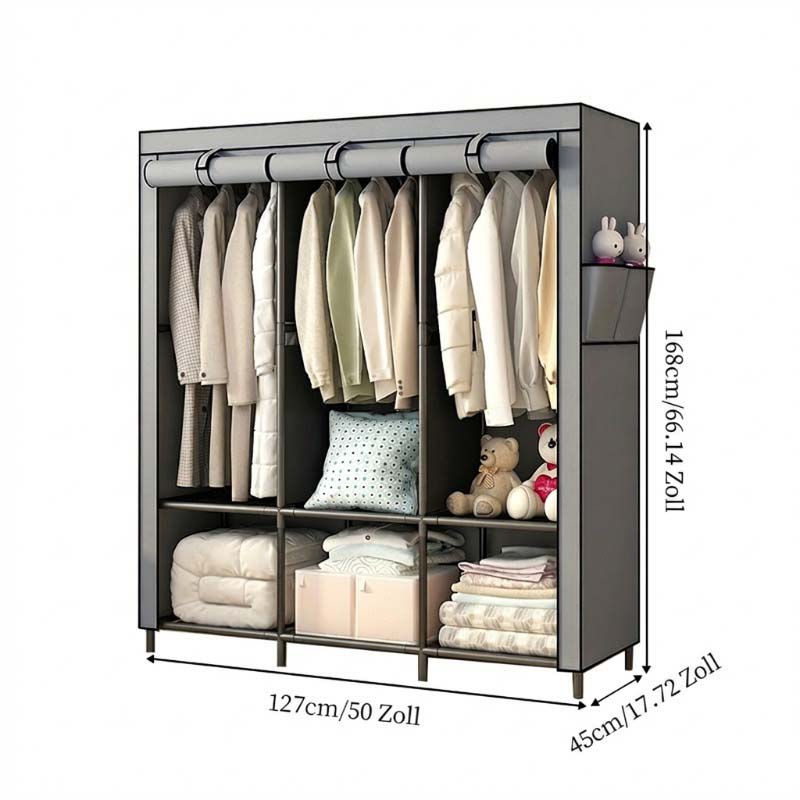 👕 50% RABATT! 🏠 Tragbarer Stoffschrank mit Stahlrohrgestell – einfache Montage & platzsparend für Schlafzimmer & Mietwohnung
