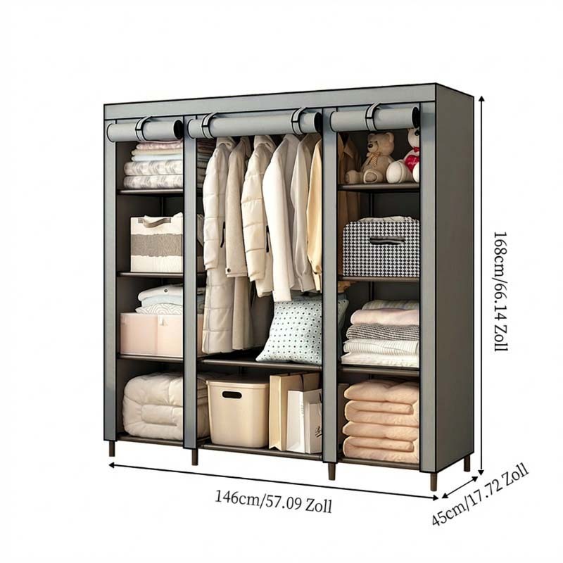 👕 50% RABATT! 🏠 Tragbarer Stoffschrank mit Stahlrohrgestell – einfache Montage & platzsparend für Schlafzimmer & Mietwohnung