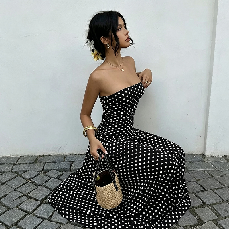 🔥 50% RABATT! 👗 Damen Off-Shoulder A-Linien-Kleid ✨ Elegantes Polka-Dot-Design – Perfekt für Partys, Hochzeiten und Sommerabende