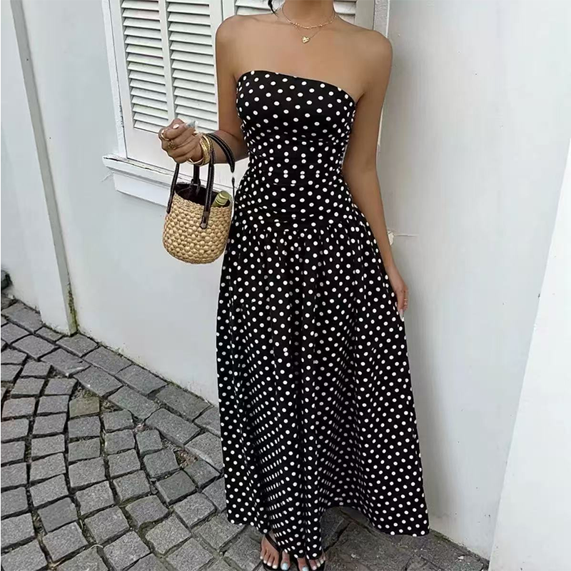 🔥 50% RABATT! 👗 Damen Off-Shoulder A-Linien-Kleid ✨ Elegantes Polka-Dot-Design – Perfekt für Partys, Hochzeiten und Sommerabende