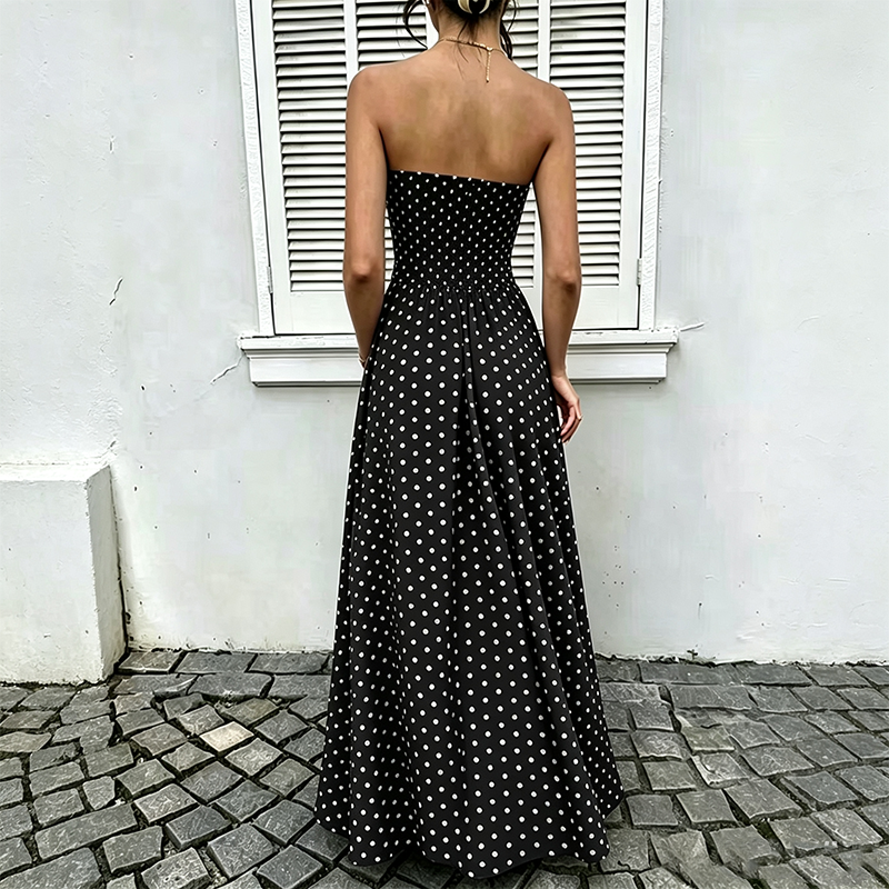🔥 50% RABATT! 👗 Damen Off-Shoulder A-Linien-Kleid ✨ Elegantes Polka-Dot-Design – Perfekt für Partys, Hochzeiten und Sommerabende
