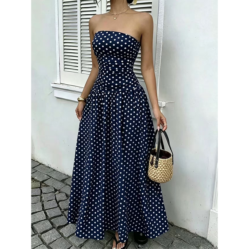 🔥 50% RABATT! 👗 Damen Off-Shoulder A-Linien-Kleid ✨ Elegantes Polka-Dot-Design – Perfekt für Partys, Hochzeiten und Sommerabende
