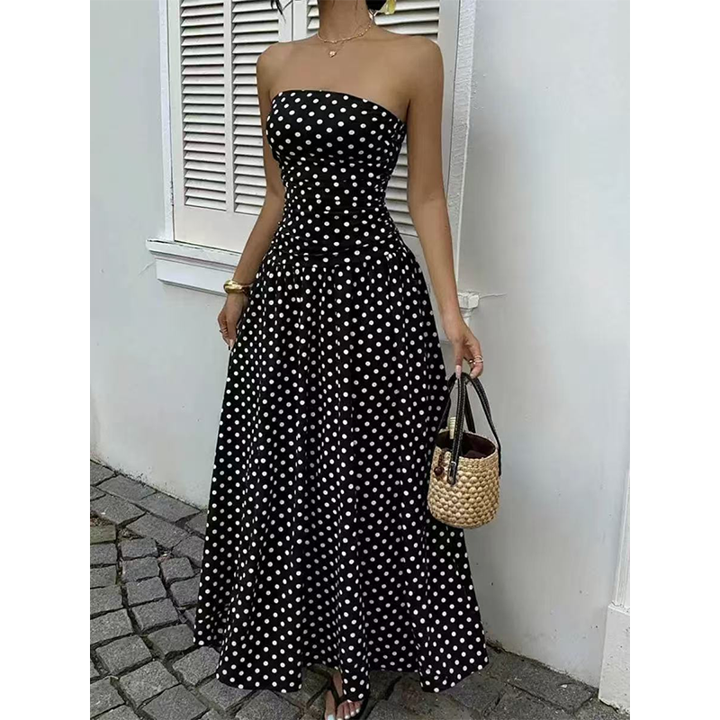 🔥 50% RABATT! 👗 Damen Off-Shoulder A-Linien-Kleid ✨ Elegantes Polka-Dot-Design – Perfekt für Partys, Hochzeiten und Sommerabende
