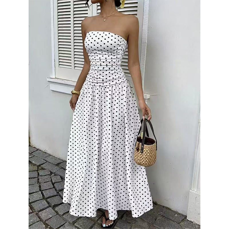 🔥 50% RABATT! 👗 Damen Off-Shoulder A-Linien-Kleid ✨ Elegantes Polka-Dot-Design – Perfekt für Partys, Hochzeiten und Sommerabende
