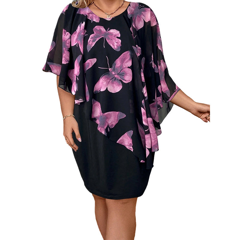 🛍️ 50 % Rabatt – Elegantes Kleid mit floralem Print & ärmellosem Cape – schmeichelhafte Silhouette, leicht & luftig ✨