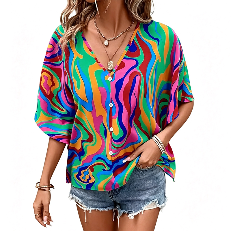 🛍️ 50 % Rabatt – Bohemian-Bluse mit V-Ausschnitt – luftige Passform, vielseitig kombinierbar, ideal für Urlaub & Alltag ✨