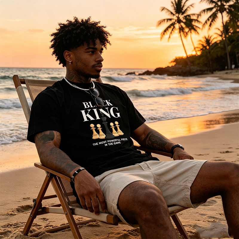 🛍️ 50 % Rabatt – Übergroßes Herren-T-Shirt mit Schachbrett- & Slogan-Print – lässiger Short-Sleeve-Stil für den Alltag ♟️