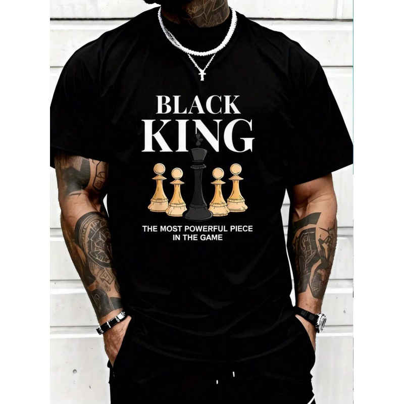 🛍️ 50 % Rabatt – Übergroßes Herren-T-Shirt mit Schachbrett- & Slogan-Print – lässiger Short-Sleeve-Stil für den Alltag ♟️