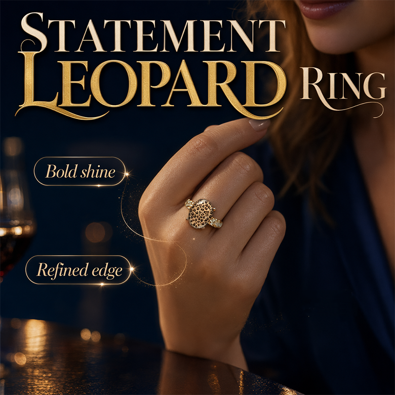 🐆 50 % Rabatt – Eleganter Ring im Retro-Stil – Leopardenprint-Oval, funkelnde Zirkonia-Seitensteine & hochwertige Verarbeitung – ein stilvolles Accessoire 💎