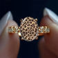 🐆 50 % Rabatt – Eleganter Ring im Retro-Stil – Leopardenprint-Oval, funkelnde Zirkonia-Seitensteine & hochwertige Verarbeitung – ein stilvolles Accessoire 💎