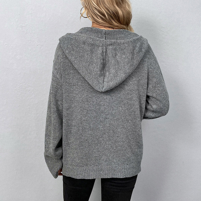 🛍️ 50 % Rabatt – Damen-Strickjacke mit Kapuze & Knopfleiste – einfarbig, mit Kordelzug & vielseitig für Alltag & Freizeit 🧥
