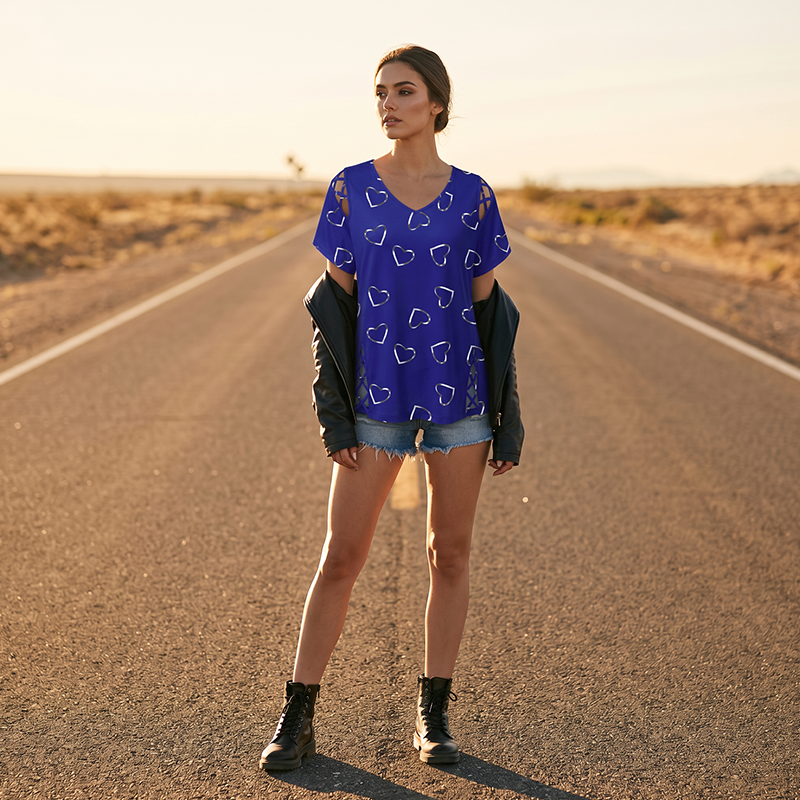 🛍️ 50 % Rabatt – Übergroßes Damen-T-Shirt mit Herzprint & Schnürdetail – lässiger Look, atmungsaktiv & vielseitig für den Alltag ❤️