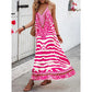 Women's Animal Print Backless Halter Maxi Dress