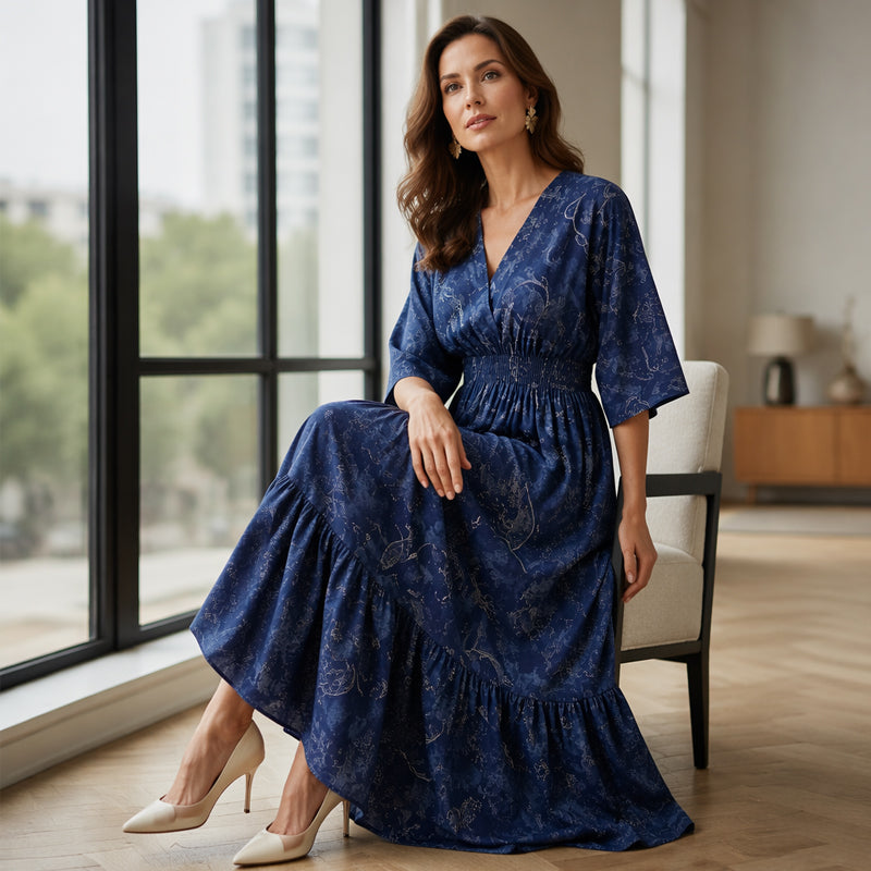 🛍️ 50 % Rabatt – Elegantes V-Ausschnitt-Kleid mit floralem Print – weich fallender Stoff, schmeichelhafte Passform & vielseitig kombinierbar 🌸