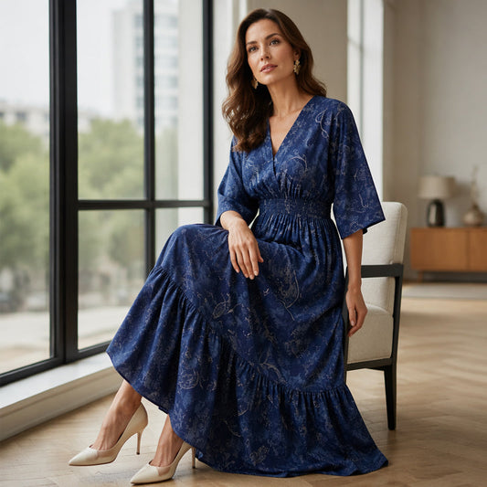 🛍️ 50 % Rabatt – Elegantes V-Ausschnitt-Kleid mit floralem Print – weich fallender Stoff, schmeichelhafte Passform & vielseitig kombinierbar 🌸