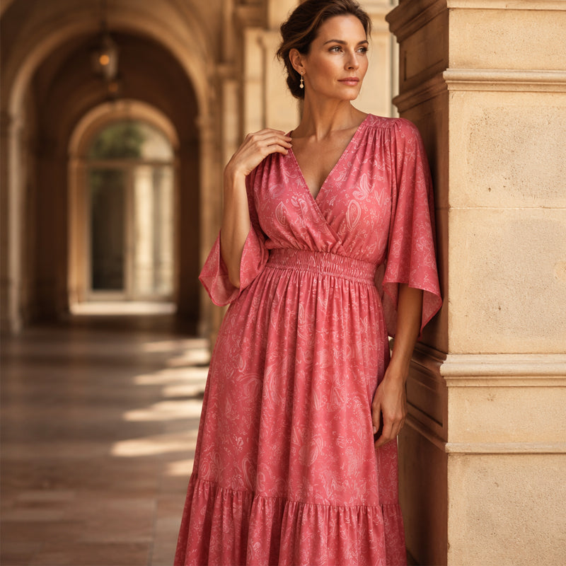 🛍️ 50 % Rabatt – Elegantes V-Ausschnitt-Kleid mit floralem Print – weich fallender Stoff, schmeichelhafte Passform & vielseitig kombinierbar 🌸