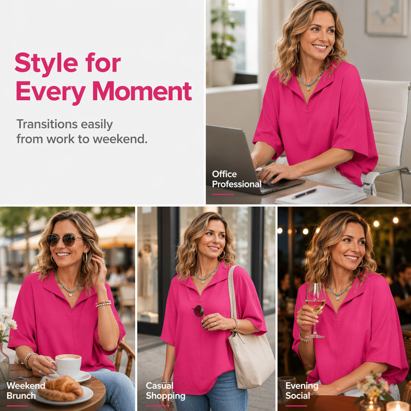 👕🌸 50% RABATT! Damen Casual V-Ausschnitt Kurzarm-Top – Leicht, luftig & vielseitig – Perfekt für Alltag, Freizeit & warme Tage ✨