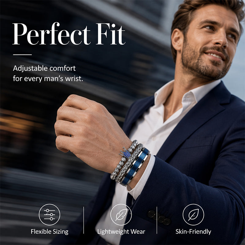 💎 50 % Rabatt – 3-teiliges Herren-Armband-Set mit Krone-Design – luxuriöser Look, langlebig & vielseitig für den Alltag 👑