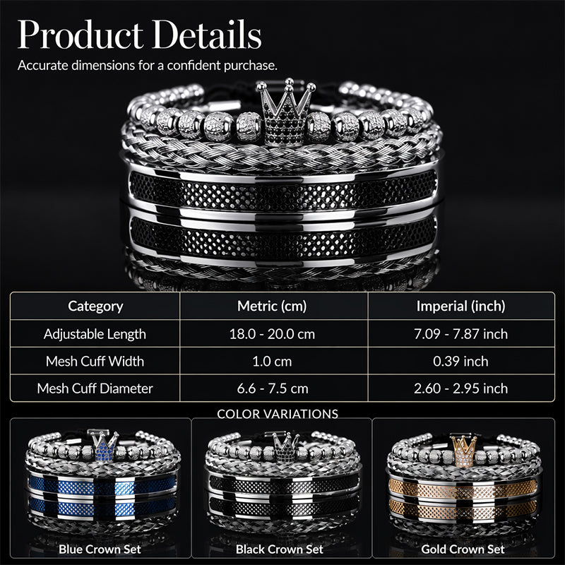 💎 50 % Rabatt – 3-teiliges Herren-Armband-Set mit Krone-Design – luxuriöser Look, langlebig & vielseitig für den Alltag 👑
