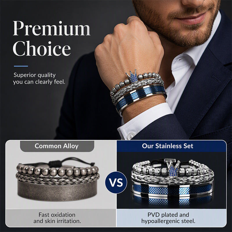💎 50 % Rabatt – 3-teiliges Herren-Armband-Set mit Krone-Design – luxuriöser Look, langlebig & vielseitig für den Alltag 👑