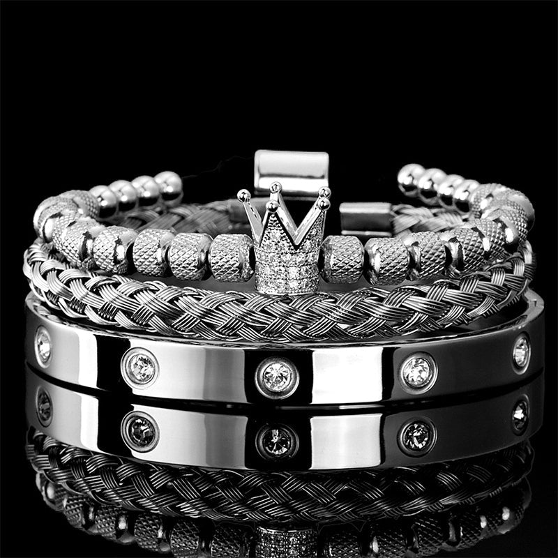 💎 50 % Rabatt – 3-teiliges Herren-Armband-Set mit Krone-Design – luxuriöser Look, langlebig & vielseitig für den Alltag 👑