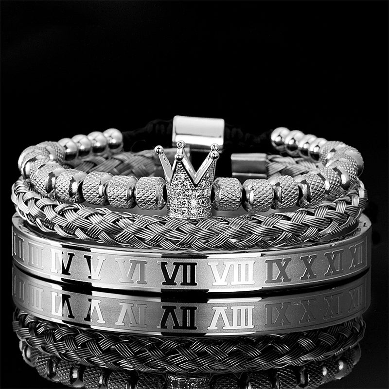 💎 50 % Rabatt – 3-teiliges Herren-Armband-Set mit Krone-Design – luxuriöser Look, langlebig & vielseitig für den Alltag 👑