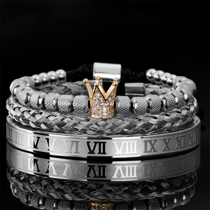 💎 50 % Rabatt – 3-teiliges Herren-Armband-Set mit Krone-Design – luxuriöser Look, langlebig & vielseitig für den Alltag 👑