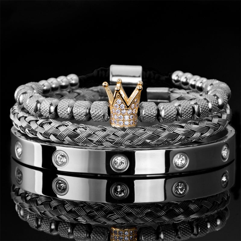 💎 50 % Rabatt – 3-teiliges Herren-Armband-Set mit Krone-Design – luxuriöser Look, langlebig & vielseitig für den Alltag 👑