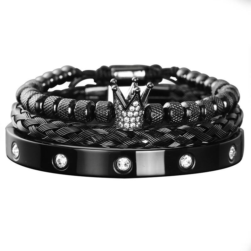 💎 50 % Rabatt – 3-teiliges Herren-Armband-Set mit Krone-Design – luxuriöser Look, langlebig & vielseitig für den Alltag 👑